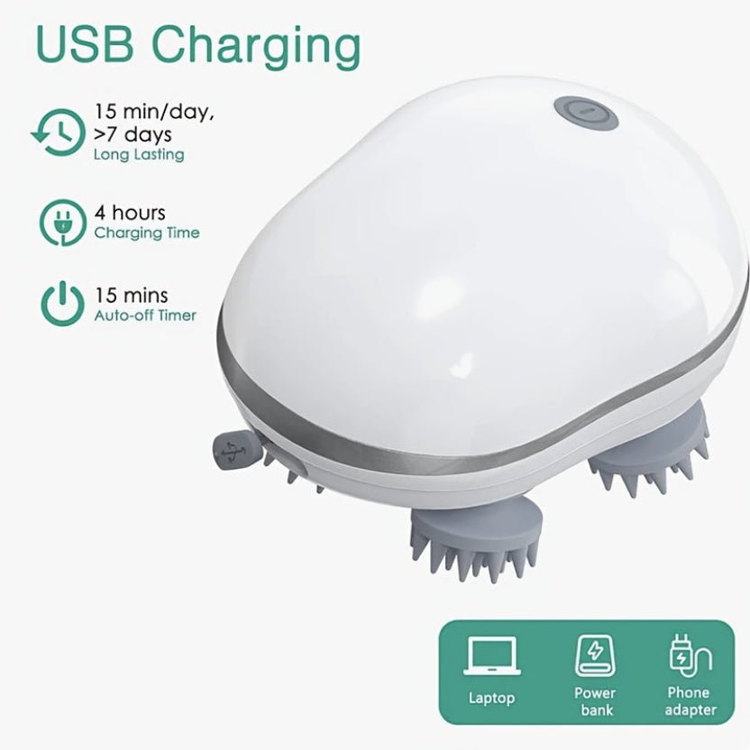 Electric Scalp Massager - 4 Removable Claws, 3 Vibration Modes, Cordless & Portable - ★ FolliGlow Shop ★